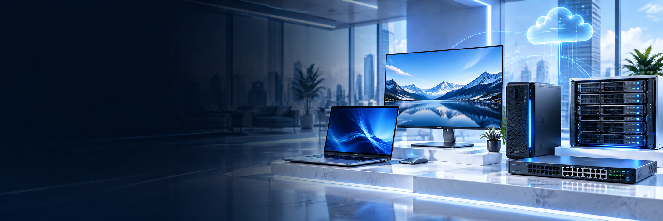 Không gian làm việc hiện đại với laptop và phụ kiện công nghệ