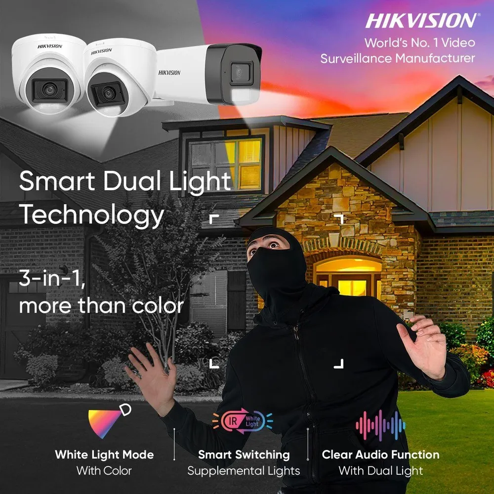 Camera HDTVI 2MP Dome Dual Light HIKVISION DS-2CE76D0T-EXLPF
