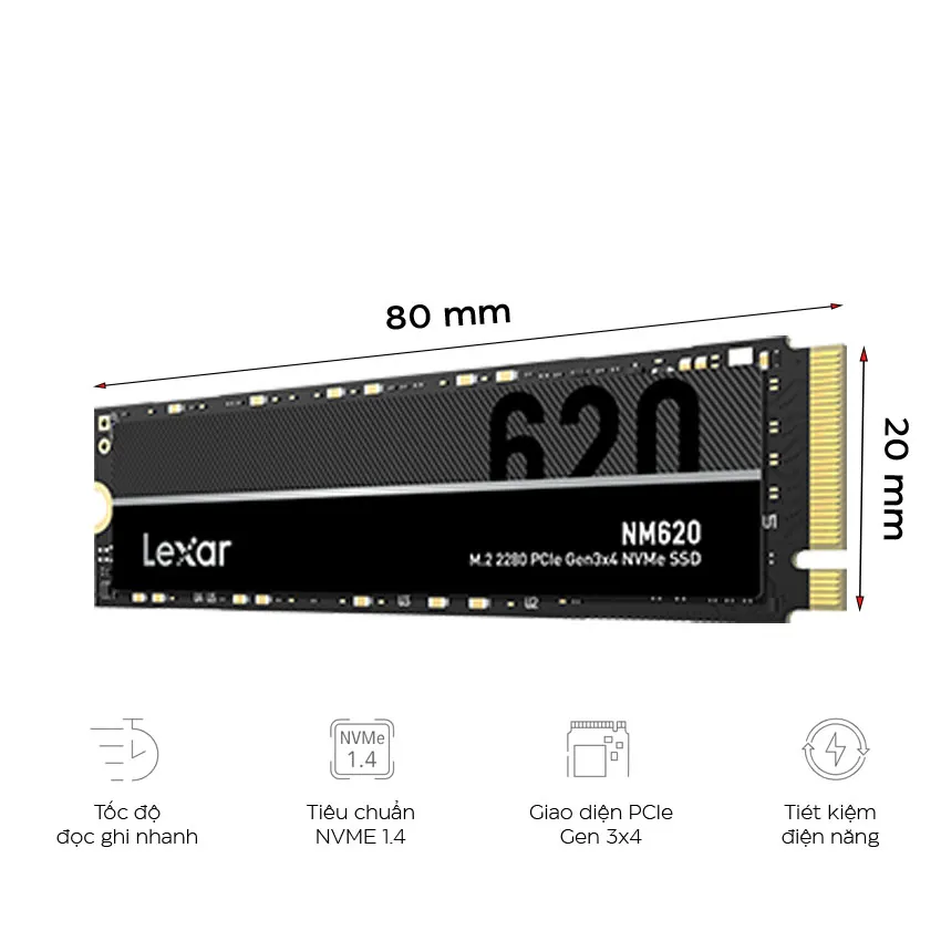 Ổ Cứng SSD Lexar M2 256GB NVMe Gen3x4 (LNM620X256G-RNNNG)