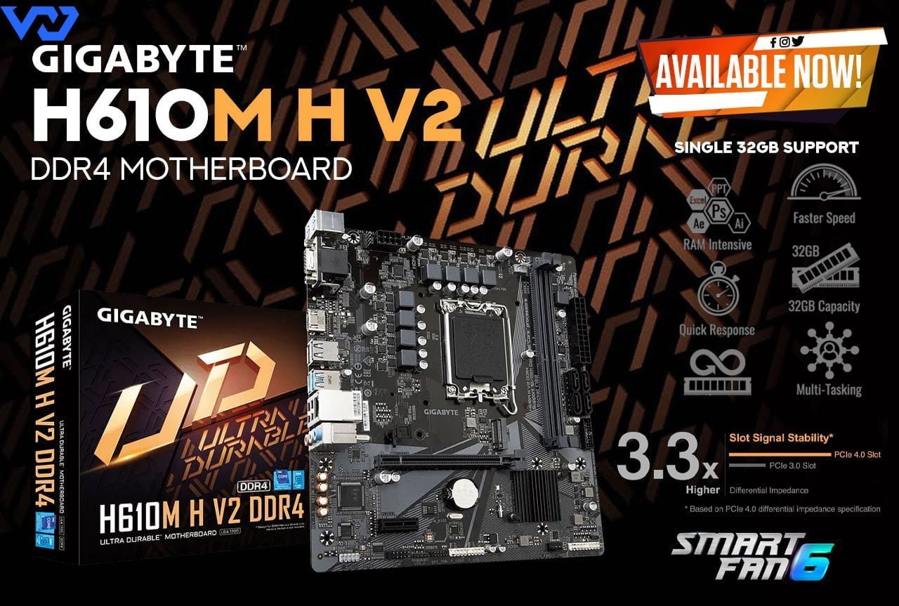 Mainboard Gigabyte H610M H V2 DDR4 (Bulk)