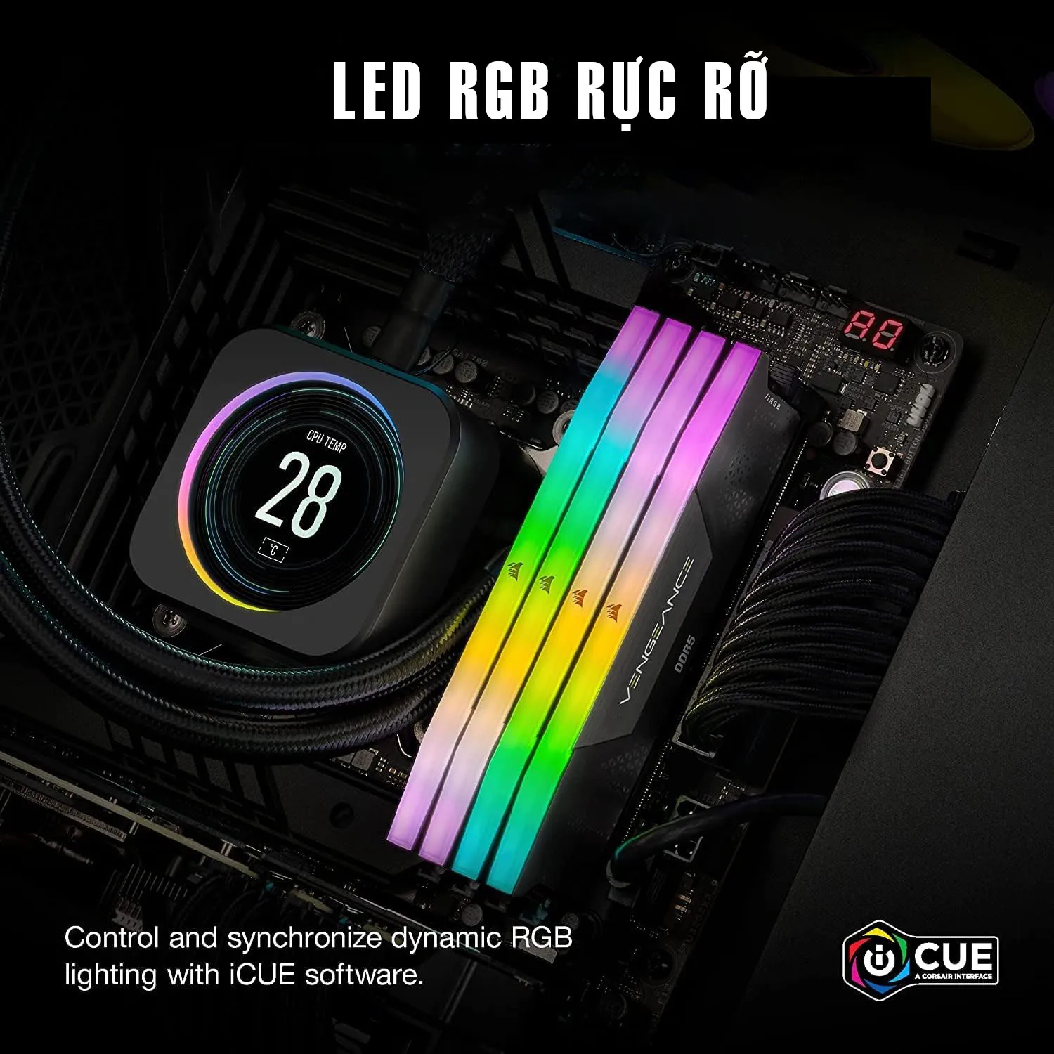 Ram Corsair 32GB 6000Mhz (2x16GB) DDR5 Vengeance RGB Black Heatspreader(CMH32GX5M2E6000C36)