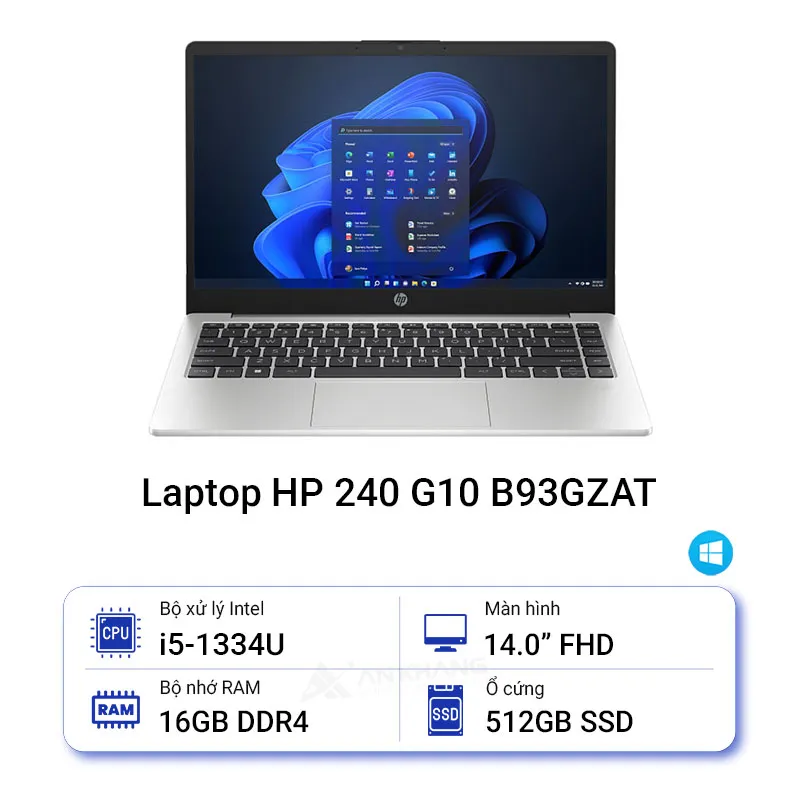 Laptop Mới HP 240 G10 i5 1334U 16GB 512GB 14.1inch FHD Win 11 Bạc (B93GZAT)